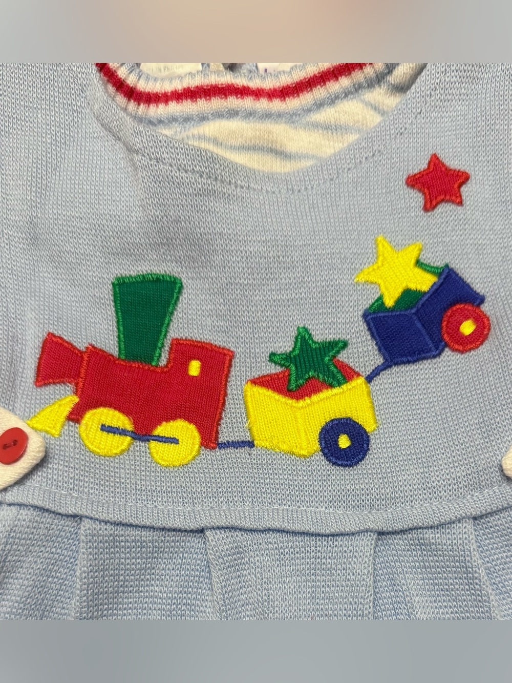 Vintage 90s Train Appliqué Overalls and Shirt Matching Set Boys Size 18 Months - Picture 8 of 8